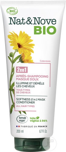 Nat&amp;Nove Bio 2-În-1 Balsam + Masca Blândă Pentru Toate Tipurile De Păr Tub 200ml - Img 1