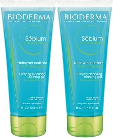 Pachet Bioderma Sébium Gel Spumant Pentru Tenul Mixt Sau Gras Cu Tendință Acneică 2x100ml - Img 1