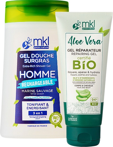 Pachet Mix&amp;Match MKL Green Nature Gel Reparator Aloe Vera Bio + Gel De Duș Surgras Ultra-Hrănitor Bărbați Bio - Img 1