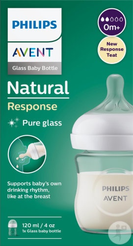 Philips Avent Natural Response Biberon Din Sticlă 120ml +0 Luni Debit Nou-Născut 1 Bucată (SCY930/01) - Img 1