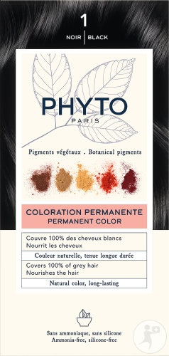 Phyto Phytocolor Vopsea Permanentă 1 Negru 1 Kit - Img 1