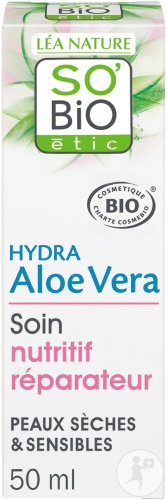 So'Bio Étic Aloe Vera Cremă Nutritivă Reparatoare Pentru Ten Sensibil Și Reactiv Bio 50ml - Img 1