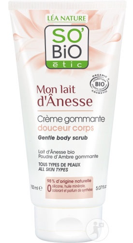 So'Bio Étic Lapte De Măgăriță Cremă Exfolianta Delicată Pentru Corp Toate Tipurile De Piele Bio 150ml - Img 1