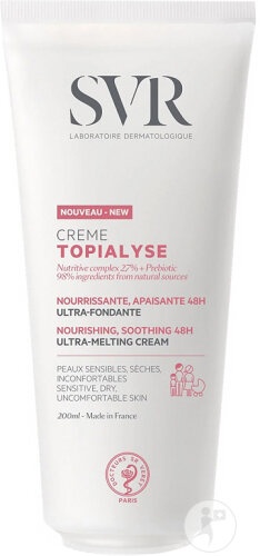 SVR Topialyse Cremă Nutritivă Calmanta 48h Ultra-Topire Piele Sensibilă Și Uscată Tub 200ml - Img 1