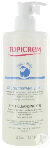Topicrem Gel De Curățare 2în1 Față Corp Și Păr Nou-Născuți Și Bebeluși Piele Sensibilă 500ml - Img 1