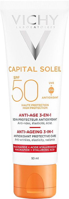 Vichy Capital Soleil SPF50 Cremă Antioxidantă Anti-Rid 3in1 Tub 50ml - Img 1