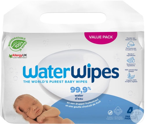 Waterwipes Șervețele Umede Pentru Bebeluși 4x60 240 Bucăți - Img 1