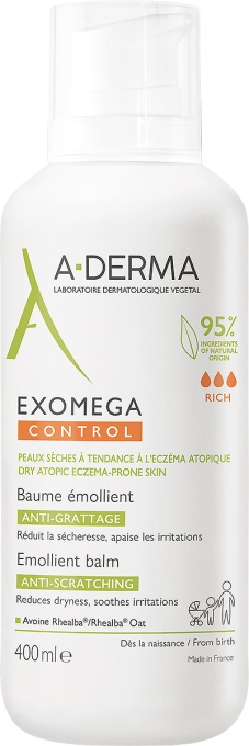 A-Derma Exomega Control Balsam Emolient Anti-Mâncărime Flacon 400ml - Img 1