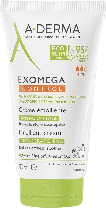 A-Derma Exomega Control Cremă Emolientă Anti-Scărpine Piele Uscată Tendință Eczemă Atopică 50ml - Img 1