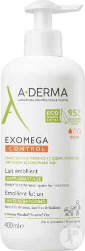 A-Derma Exomega Control Lapte Emolient Anti-Mâncărime Piele Uscată Atopică/Eczemă 400ml - Img 1