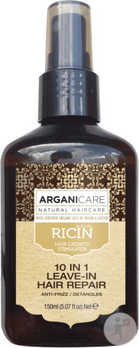 Arganicare Spray Reparator 10in1 Fără Clătire Cu Ulei De Ricin 150ml - Img 1