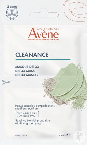 Avène Cleanance Mască Detox Matifiantă Purifiantă Piele Grasă Imperfecțiuni 2x6ml - Img 1