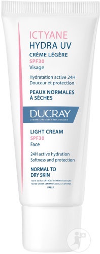 Ducray Ictyane Hydra UV Cremă Lejeră Pentru Față SPF30 Piele Normală Până La Uscată Tub 40ml - Img 1