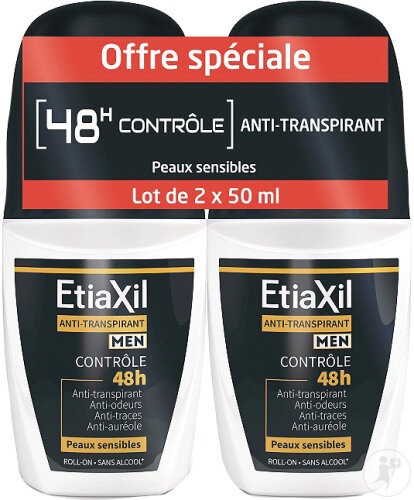 Etiaxil Deodorant Anti-Transpirant Bărbați Transpirație Moderată 48h Roll-On 2x50ml - Img 1