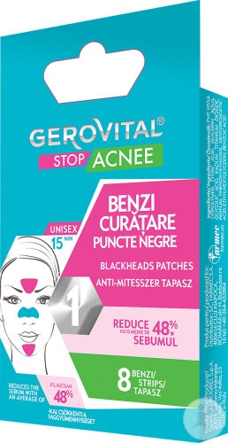 Gerovital Stop Acnee Benzi Curățare Puncte Negre 8 Bucăți - Img 1