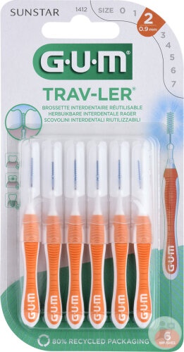 Gum Trav-Ler Periuță Interdentară 0,9 mm 6 Bucăți (1412) - Img 1