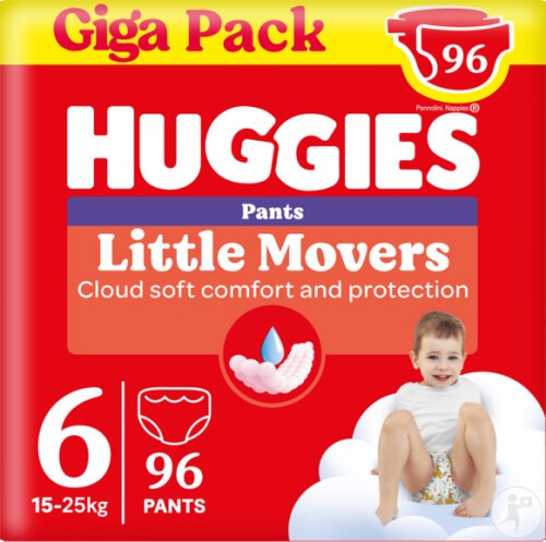 Huggies Little Movers Scutece-Chiloțel Bebeluși Mărimea 6 (15–25kg) Copii 96 Bucăți - Img 1