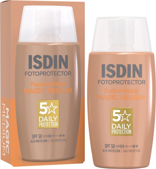 Isdin Fotoprotector Fusion Water Color Acoperire Naturală Touch Uscat Fără Ulei SPF50 Flacon 50ml - Img 1