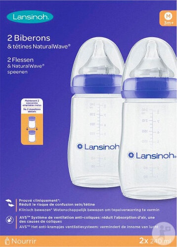Lansinoh Biberon Cu Tetina Natural Wave 240ml 2 Bucăți - Img 1