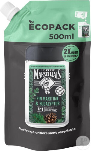 Le Petit Marseillais Reumplere Gel De Duș 4 În 1 Bărbați Pin Și Eucalipt 500ml - Img 1