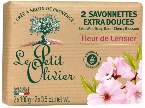 Le Petit Olivier Săpun Extra Delicat Floare Cireș 2x100g - Img 1