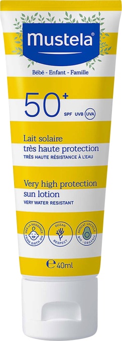 Mustela Bébé-Enfant-Famille Loțiune De Protecție Solară Pentru Copii SPF50+ Piele Sensibilă Și Intolerantă La Soare 40ml - Img 1