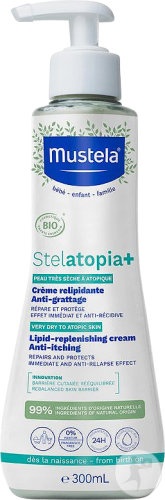 Mustela Bébé-Enfant Stelatopia+ Cremă Relipidantă Anti-Mâncărime Piele Foarte Uscată/Atopică Bio 300ml - Img 1