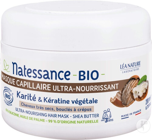 Natessance Mască Pentru Păr Ultra-Nutritivă Bio Cu Shea Și Cheratină 200ml - Img 1