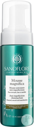 Sanoflore Mousse Magnifica Spumă De Curățare Purificatoare Ten Mixt Sau Gras Flacon-Pompiță 150ml - Img 1