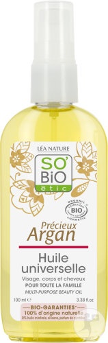 So'Bio Étic Precious Argan Ulei Universal Față Corp Păr Bio 100ml - Img 1