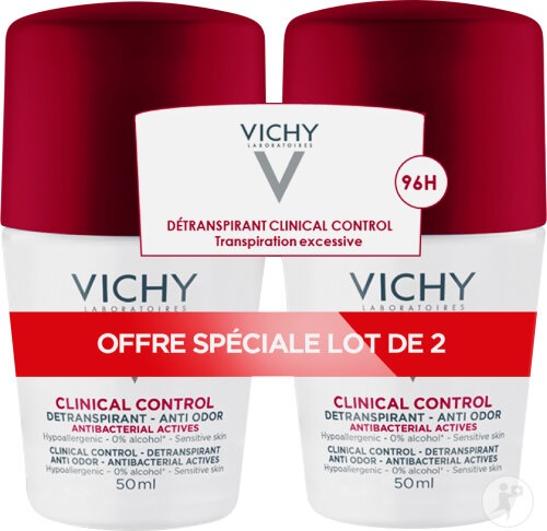 Vichy Clinical Control Deodorant 96h Anti-Miros Transpirație Excesivă Piele Sensibilă 2x50ml - Img 1