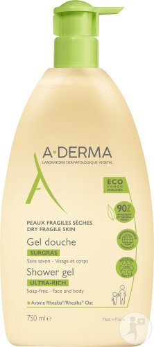 A-Derma Indispensables Gel De Duș Surgras Pentru Piele Fragilă Și Uscată 750ml - Img 1