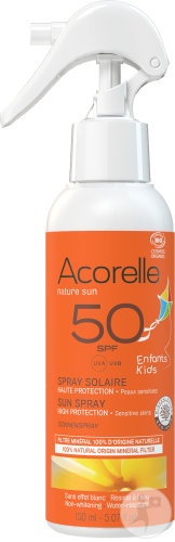 Acorelle Nature Sun Spray Solar SPF50 Pentru Piele Sensibilă Copii Sticlă Cu Pompă 150ml - Img 1