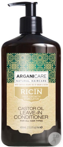 Arganicare Tratament Leave-In Cu Ulei De Ricin Flacon Cu Pompiță 400ml - Img 1