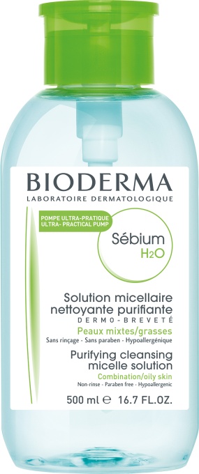 Bioderma Sébium H2O Apă Micelară Demachiantă Curățare Ten Mixt/Gras Pompă Inversată 500ml - Img 1