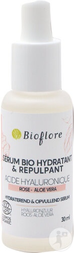 Bioflore Ser Hidratant Și Repulpant Bio Cu Trandafir De Damasc, Fără Apă Adăugată, Acid Hialuronic 2% 30ml - Img 1