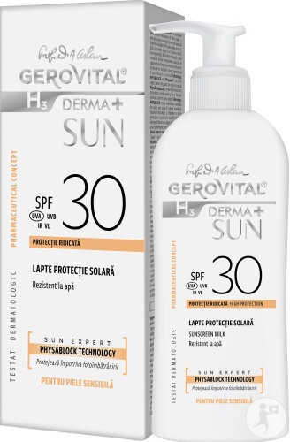 Gerovital H3 Derma+ Sun Lapte Protecție Solară SPF30 150ml - Img 1