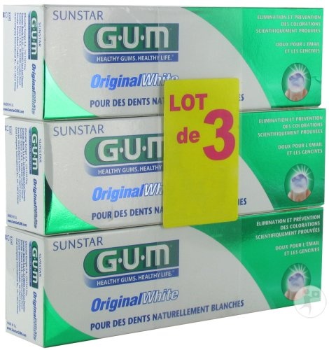 Gum Original White Pasta De Dinți 3x75ml - Img 1
