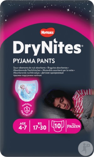Huggies Drynites Chiloți-Scutece Absorbanți Mărimea M Fete 4-7 Ani Noapte 10 Bucăți - Img 1