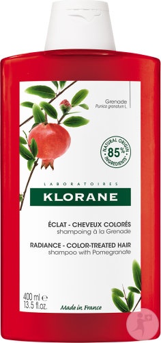Klorane Șampon Cu Efect De Strălucire Cu Extract De Rodie Păr Colorat 400ml - Img 1