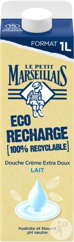Le Petit Marseillais Rezervă Ecologică Gel De Duș Cremă Extra-Delicat Cu Lapte 1l - Img 1