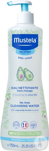 Mustela Bébé Apă De Curățatre Fără Clătire Pentru Piele Normală 750ml - Img 1