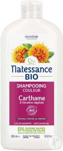 Natessance Șampon Pentru Păr Colorat Cu Safflower Bio Flacon 500ml - Img 1