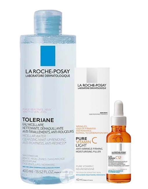 Pachet Mix&amp;Match La Roche-Posay Toleriane Apă Micelară + Ser Cu Vitamina C12 Pură + Redermic C Anti-Age Crema 3 Produse - Img 1