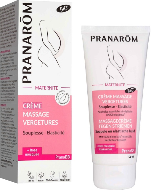 Pranarôm PranaBB Cremă De Masaj Organică Pentru Vergeturi În Timpul Sarcinii Tub 100ml - Img 1