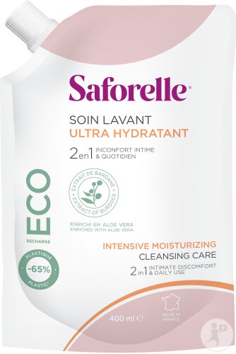 Saforelle Gel De Curățare Ultra Hidratant Rezervă Eco 400ml - Img 1
