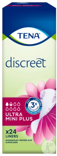 Tena Discreet Ultra Mini Plus Absorbante Pentru Scurgeri Urinare Ușoare 24 Bucăți - Img 1