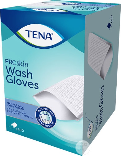 Tena Proskin Wash Gloves Mănuși De Spălare 200 Bucăți - Img 1