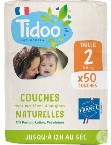 Tidoo Scutece Ecologic Mărimea 2 Bebeluși 3-6kg Fabricat Franța 50 Bucăți - Img 1