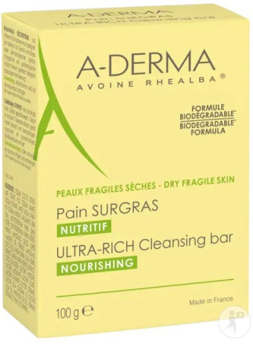 A‑Derma Indispensables Săpun Dermatologic Calmant Cu Ovăz Rhealba 100g - Img 1